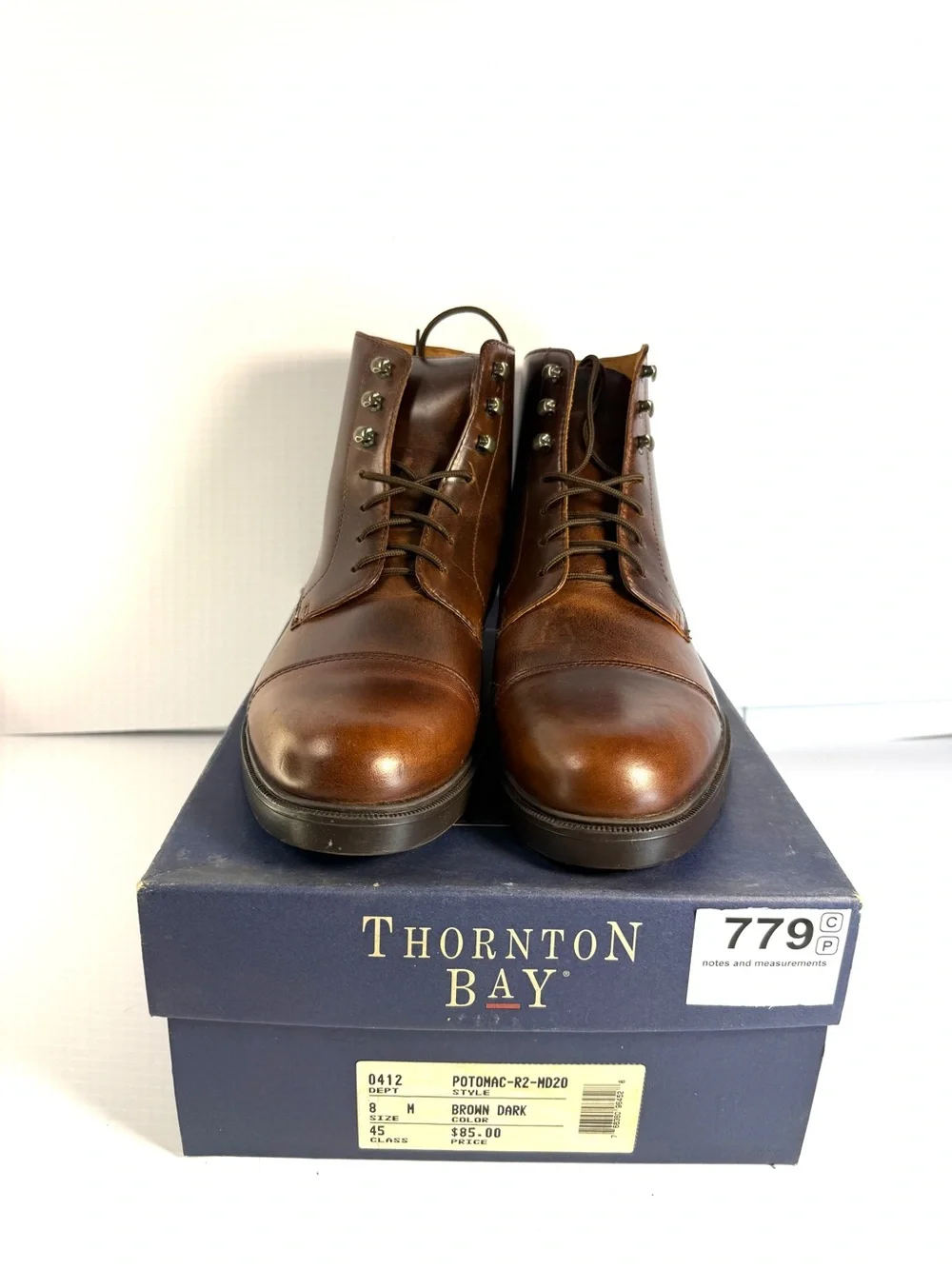 Thornton Bay Men's Brown Leather Cap-Toe Lace-Up Boots